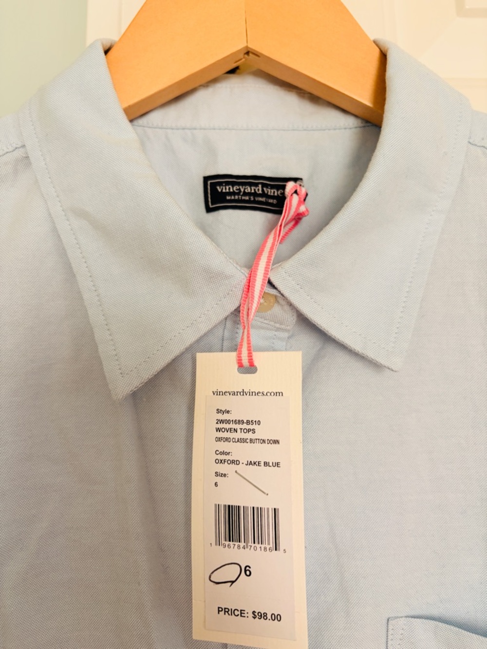 NWT Vineyard Vines Oxford classic button down Jake Blue sz 6 - Picture 2 of 4